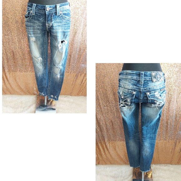 Miss Me Jeans Women's JE8096AK Ankle Skinny Distressed Low Rise Denim Jeans 26 - Picture 3 of 12
